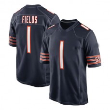 C.Bears #1 Justin Fields Navy Game Jersey Stitched American Football Jerseys