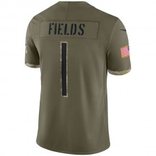 C.Bears #1 Justin Fields Olive 2022 Salute To Service Limited Jersey Stitched American Football Jerseys