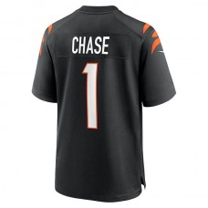 C.Bengals #1 Ja'Marr Chase Black 2021 Draft First Round Pick No. 5 Game Jersey Stitched American Football Jerseys