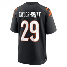 C.Bengals #29 Cam Taylor-Britt Black Game Player Jersey Stitched American Football Jerseys