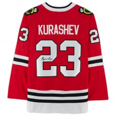 C.Blackhawks #23 Philipp Kurashev Fanatics Authentic Autographed Jersey Red Stitched American Hockey Jerseys