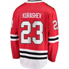 C.Blackhawks #23 Philipp Kurashev Fanatics Branded Home Breakaway Player Jersey Red Stitched American Hockey Jerseys