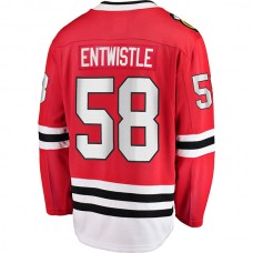 C.Blackhawks #58 MacKenzie Entwistle Fanatics Branded Home Breakaway Player Jersey Red Stitched American Hockey Jerseys