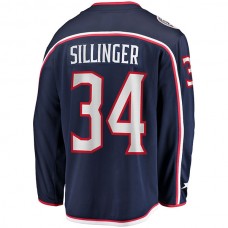 C.Blue Jackets #34 Cole Sillinger Fanatics Branded Home Breakaway Player Jersey Navy Stitched American Hockey Jerseys