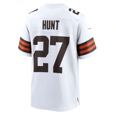 C.Browns #27 Kareem Hunt White Game Player Jersey Stitched American Football Jerseys