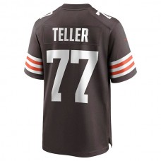 C.Browns #77 Wyatt Teller Brown Game Jersey Stitched American Football Jerseys