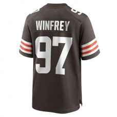 C.Browns #97 Perrion Winfrey Brown Game Player Jersey Stitched American Football Jerseys