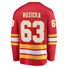 C.Flames #63 Adam Ruzicka Fanatics Branded Home Breakaway Player Jersey Red Stitched American Hockey Jerseys