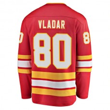 C.Flames #80 Daniel Vladar Fanatics Branded Home Breakaway Player Jersey Red Stitched American Hockey Jerseys