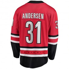 C.Hurricanes #31 Frederik Andersen Fanatics Branded Home Breakaway Player Jersey Red Stitched American Hockey Jerseys