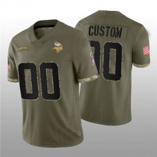 Custom MN.Vikings ACTIVE PLAYER 2022 Olive Salute To Service Limited Stitched Jersey Football Jersey