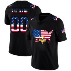 Custom MN.Vikings Black Limited Fashion Flag Stitched Jerseys Football Jerseys