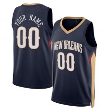 Custom NO.Pelicans Unisex 2022-23 Swingman Jersey City Edition Navy Icon Edition Stitched Basketball Jersey