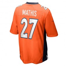 D.Broncos #27 Damarri Mathis Orange Game Player Jersey Stitched American Football Jerseys