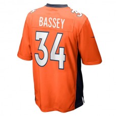 D.Broncos #34 Essang Bassey Orange Game Jersey Stitched American Football Jerseys