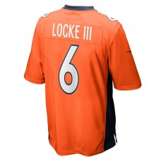 D.Broncos #6 P.J. Locke Orange Game Player Jersey Stitched American Football Jerseys