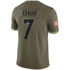 D.Broncos #7 John Elway Olive 2022 Salute To Service Retired Player Limited Jersey Stitched American Football Jerseys