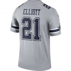 D.Cowboys #21 Ezekiel Elliott Gray Inverted Legend Jersey Stitched American Football Jerseys