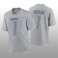 D.Lions #1 Jeff Okudah Gray Game Atmosphere Jersey Stitched American Football Jerseys