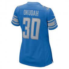 D.Lions #30 Jeff Okudah Blue Team Player Game Jersey Stitched American Football Jerseys