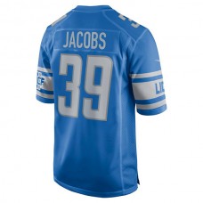 D.Lions #39 Jerry Jacobs Blue Game Jersey Stitched American Football Jerseys
