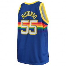 D.Nuggets #55 Dikembe Mutombo Mitchell & Ness Big & Tall Hardwood Classics Jersey Royal Stitched American Basketball Jersey