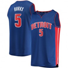D.Pistons #5 Alec Burks Fanatics Branded Fast Break Replica Jersey Icon Edition Blue Stitched American Basketball Jersey