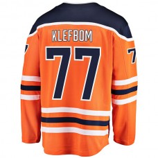 E.Oilers #77 Oscar Klefblom Fanatics Branded Breakaway Player Jersey Orange Stitched American Hockey Jerseys