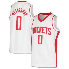 H.Rockets #0 Russell Westbrook 2020-21 Swingman Jersey Association Edition White Stitched American Basketball Jersey