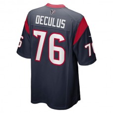 H.Texans #76 Austin Deculus Navy Game Player Jersey Stitched American Football Jerseys