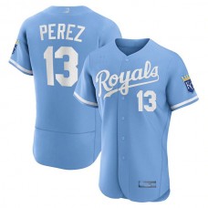 Kansas City Royals #13 Salvador Pérez Light Blue 2022 Alternate Authentic Player Jersey Baseball Jerseys