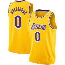 LA.Lakers #0 Russell Westbrook 2020-21 Swingman Player Jersey Gold Icon Edition Stitched American Basketball Jersey