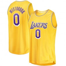 LA.Lakers #0 Russell Westbrook Fanatics Branded 2020-21 Fast Break Player Jersey Gold Icon Edition Stitched American Basketball Jersey