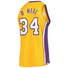 LA.Lakers #34 Shaquille O'Neal Mitchell & Ness 2000 NBA Finals Hardwood Classics Authentic Jersey Gold Stitched American Basketball Jersey