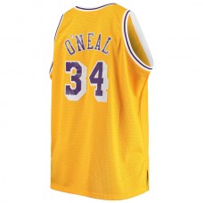 LA.Lakers #34 Shaquille O'Neal Mitchell & Ness Big & Tall Hardwood Classics Jersey Gold Stitched American Basketball Jersey