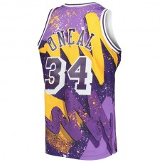 LA.Lakers #34 Shaquille O'Neal Mitchell & Ness Hardwood Classics 1996-97 Hyper Hoops Swingman Jersey Purple Stitched American Basketball Jersey
