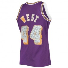 LA.Lakers #44 Jerry West Mitchell & Ness 1996-97 Hardwood Classics 75th Anniversary Diamond Swingman Jersey Purple Stitched American Basketball Jersey