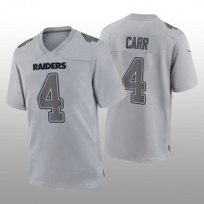LV.Raiders #4 Derek Carr Gray Atmosphere Fashion Game Jersey Stitched American Football Jerseys