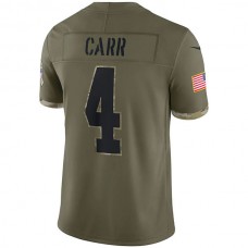 LV.Raiders #4 Derek Carr Olive 2022 Salute To Service Limited Jersey Stitched American Football Jerseys