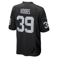 LV. Raiders #39 Nate Hobbs Black Game Jersey Stitched American Football Jerseys