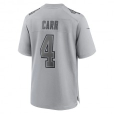 LV. Raiders #4 Derek Carr Gray Atmosphere Fashion Game Jersey Stitched American Football Jerseys