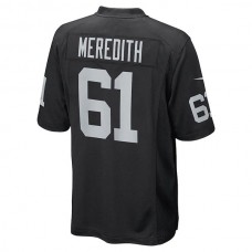 LV. Raiders #61 Jordan Meredith Black Game Player Jersey Stitched American Football Jerseys