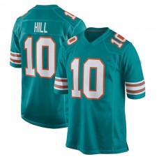 M.Dolphins #10 Tyreek Hill Aqua Alternate Game Jersey Stitched American Football Jerseys