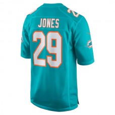M.Dolphins #29 Brandon Jones Aqua Team Game Jersey Stitched American Football Jerseys