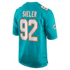 M.Dolphins #92 Zach Sieler Aqua Game Jersey Stitched American Football Jerseys