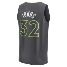 M.Timberwolves #32 Karl-Anthony Towns Fanatics Branded 2021-22 Fast Break Player Jersey Anthracite Statement Edition Stitched American Basketball Jersey