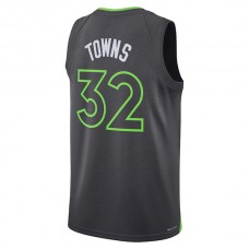 M.Timberwolves #32 Karl-Anthony Towns Fanatics Branded 2022-23 Fast Break Replica Jersey Anthracite Statement Edition Stitched American Basketball Jersey
