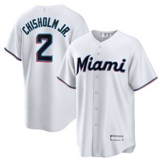 Miami Marlins #2 Jazz Chisholm Jr. White Home Replica Player Jersey Baseball Jerseys