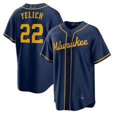 Milwaukee Brewers #22 Christian Yelich Navy Alternate Replica Player Jersey Baseball Jerseys