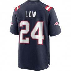 NE.Patriots #24 Ty Law Navy Game Retired Player Jersey Stitched American Football Jerseys